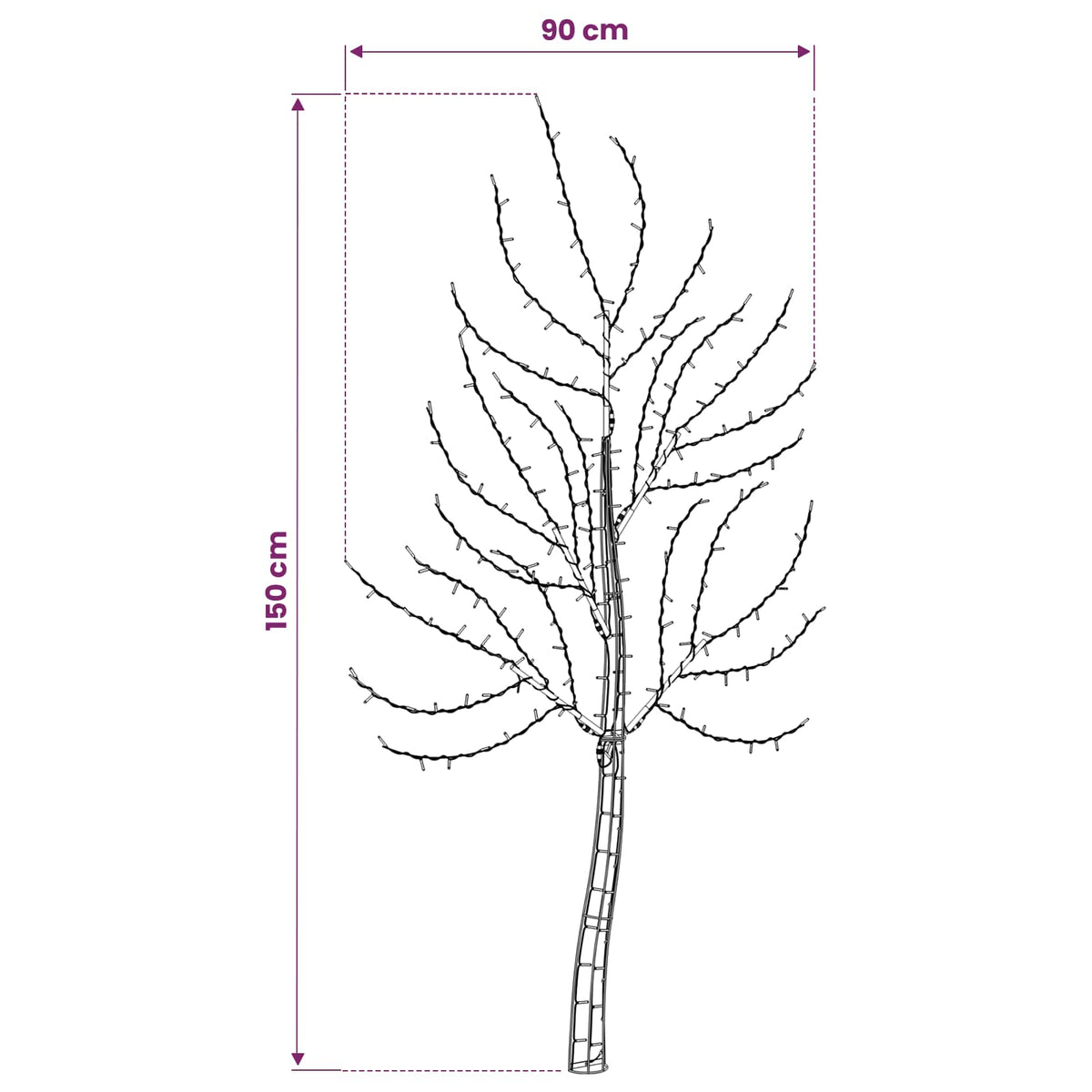 LED Wall Christmas Tree 150 cm 140 LEDs Blue Steel Black