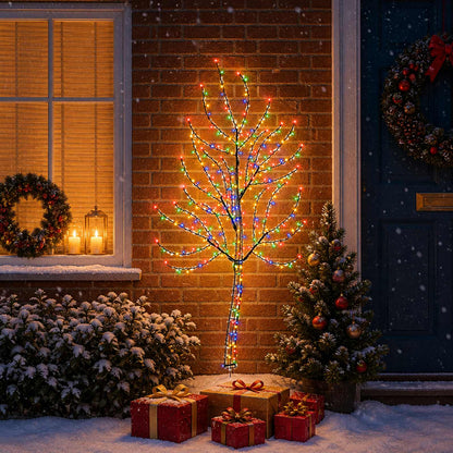 LED Wall Christmas Tree 150 cm 140 LEDs Multicolour Steel Black