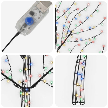 LED Wall Christmas Tree 150 cm 140 LEDs Multicolour Steel Black