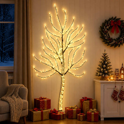 LED Wall Christmas Tree 180 cm 200 LEDs Warm White Steel Black