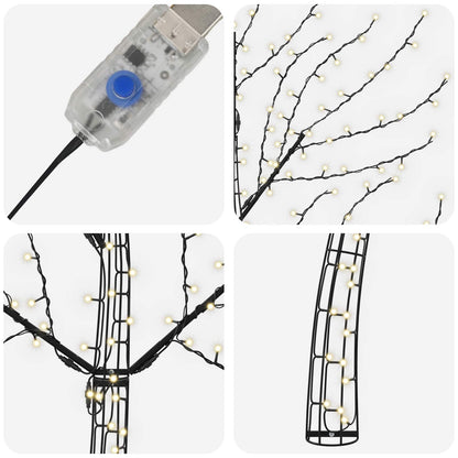 LED Wall Christmas Tree 180 cm 200 LEDs Warm White Steel Black