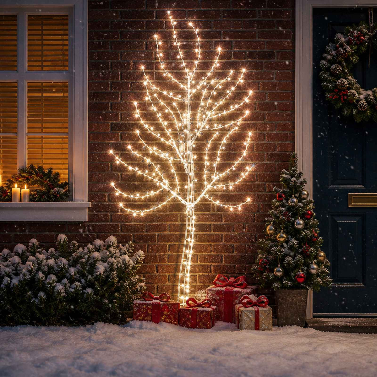 LED Wall Christmas Tree 180 cm 200 LEDs Cold White Steel Black