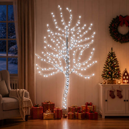 LED Wall Christmas Tree 180 cm 200 LEDs Cold White Steel Black