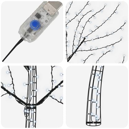 LED Wall Christmas Tree 180 cm 200 LEDs Cold White Steel Black