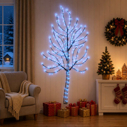 LED Wall Christmas Tree 180 cm 200 LEDs Blue Steel Black