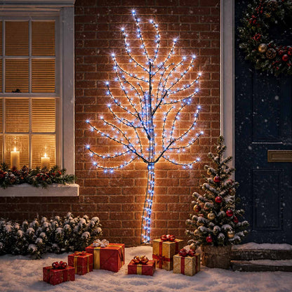 LED Wall Christmas Tree 180 cm 200 LEDs Blue Steel Black