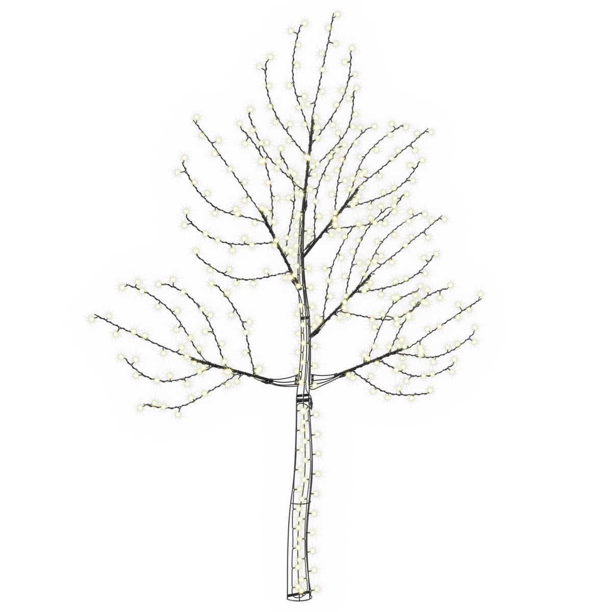 LED Wall Christmas Tree 210 cm 312 LEDs Warm White Steel Black