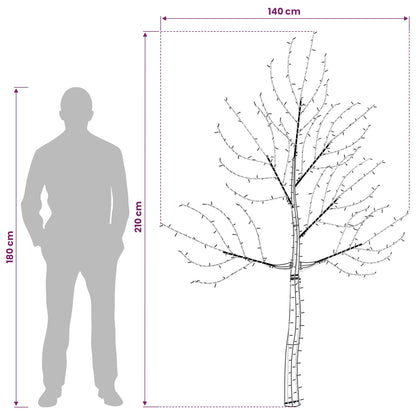 LED Wall Christmas Tree 210 cm 312 LEDs Cold White Steel Black