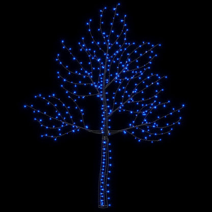 LED Wall Christmas Tree 210 cm 312 LEDs Blue Steel Black