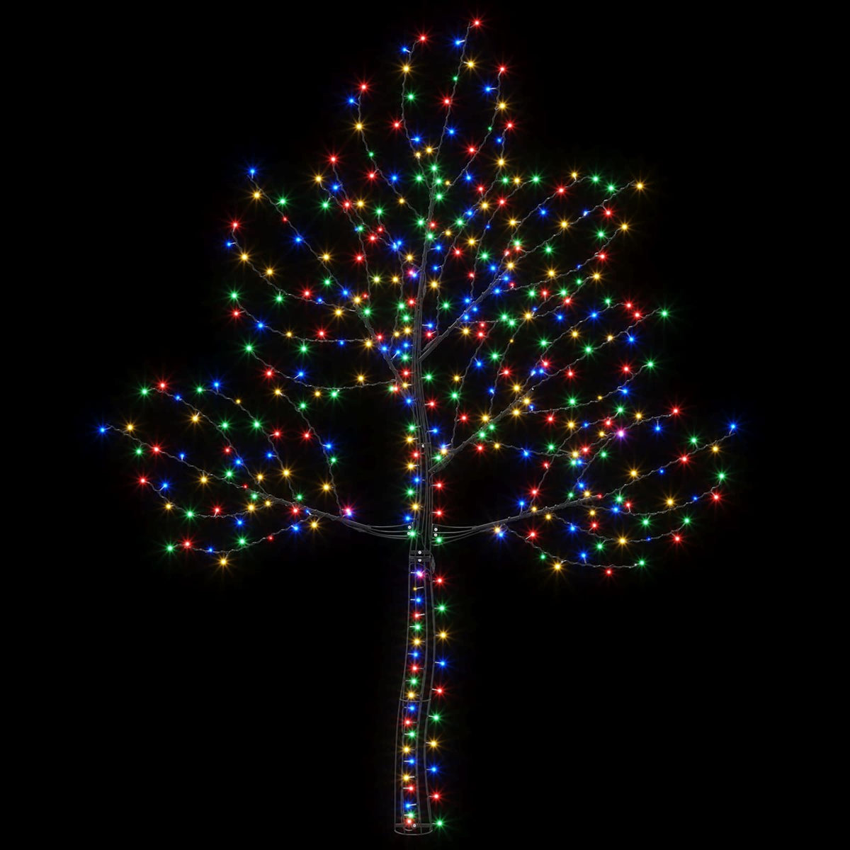 LED Wall Christmas Tree 210 cm 312 LEDs Multicolour Steel Black