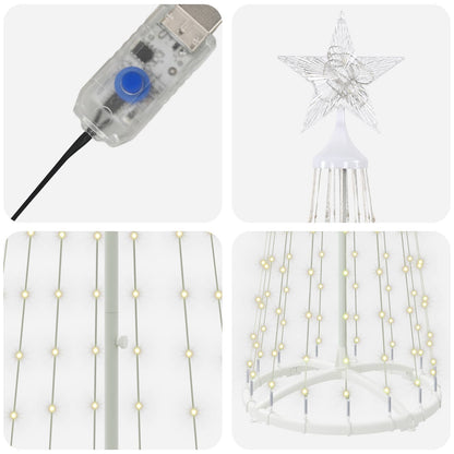 LED Cone Christmas Tree 180 cm 250 LEDs Warm White Steel White
