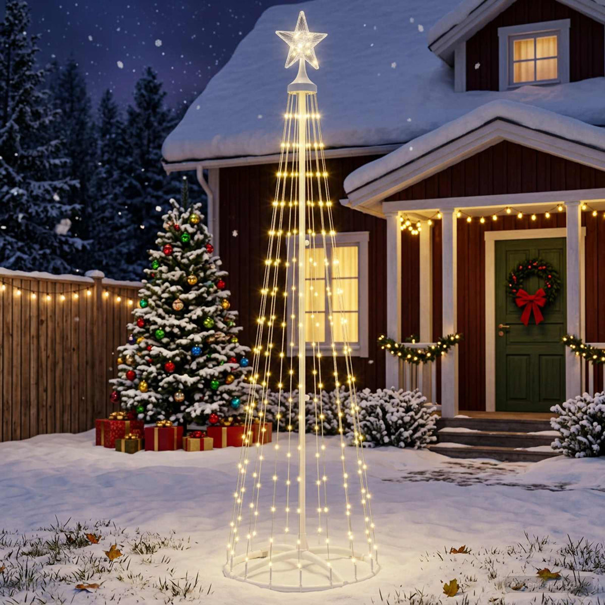 LED Cone Christmas Tree 180 cm 250 LEDs Warm White Steel White
