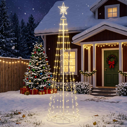 LED Cone Christmas Tree 180 cm 250 LEDs Warm White Steel White