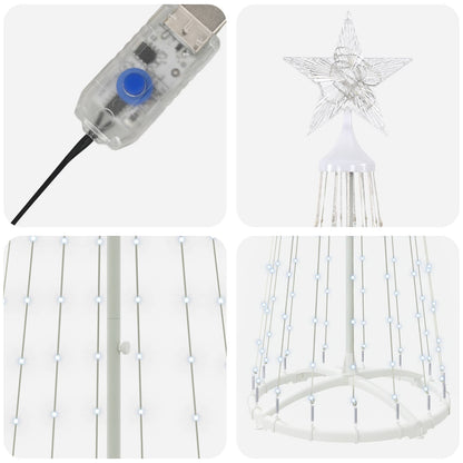 LED Cone Christmas Tree 180 cm 250 LEDs Cold White Steel White