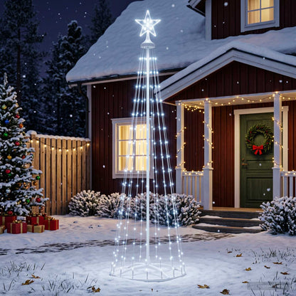 LED Cone Christmas Tree 180 cm 250 LEDs Cold White Steel White