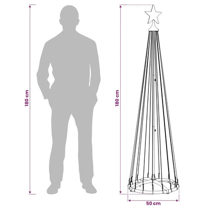 LED Cone Christmas Tree 180 cm 250 LEDs Cold White Steel White