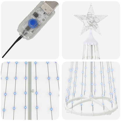 LED Cone Christmas Tree 180 cm 250 LEDs Blue Steel White