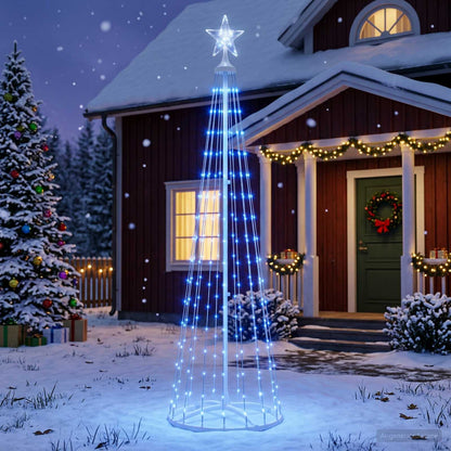 LED Cone Christmas Tree 180 cm 250 LEDs Blue Steel White