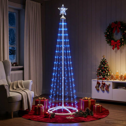 LED Cone Christmas Tree 180 cm 250 LEDs Blue Steel White