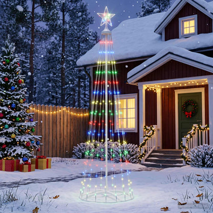 LED Cone Christmas Tree 180 cm 250 LEDs Multicolour Steel White