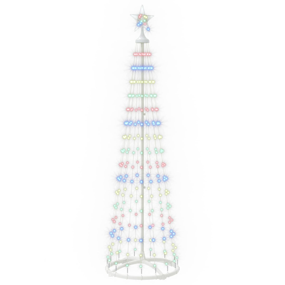 LED Cone Christmas Tree 180 cm 250 LEDs Multicolour Steel White