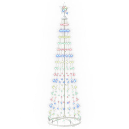 LED Cone Christmas Tree 180 cm 250 LEDs Multicolour Steel White