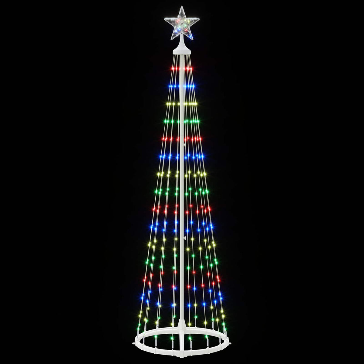 LED Cone Christmas Tree 180 cm 250 LEDs Multicolour Steel White