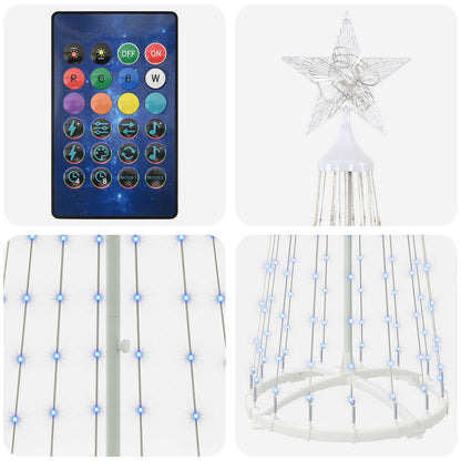 LED Cone Christmas Tree 180 cm 250 LEDs RGB Steel White
