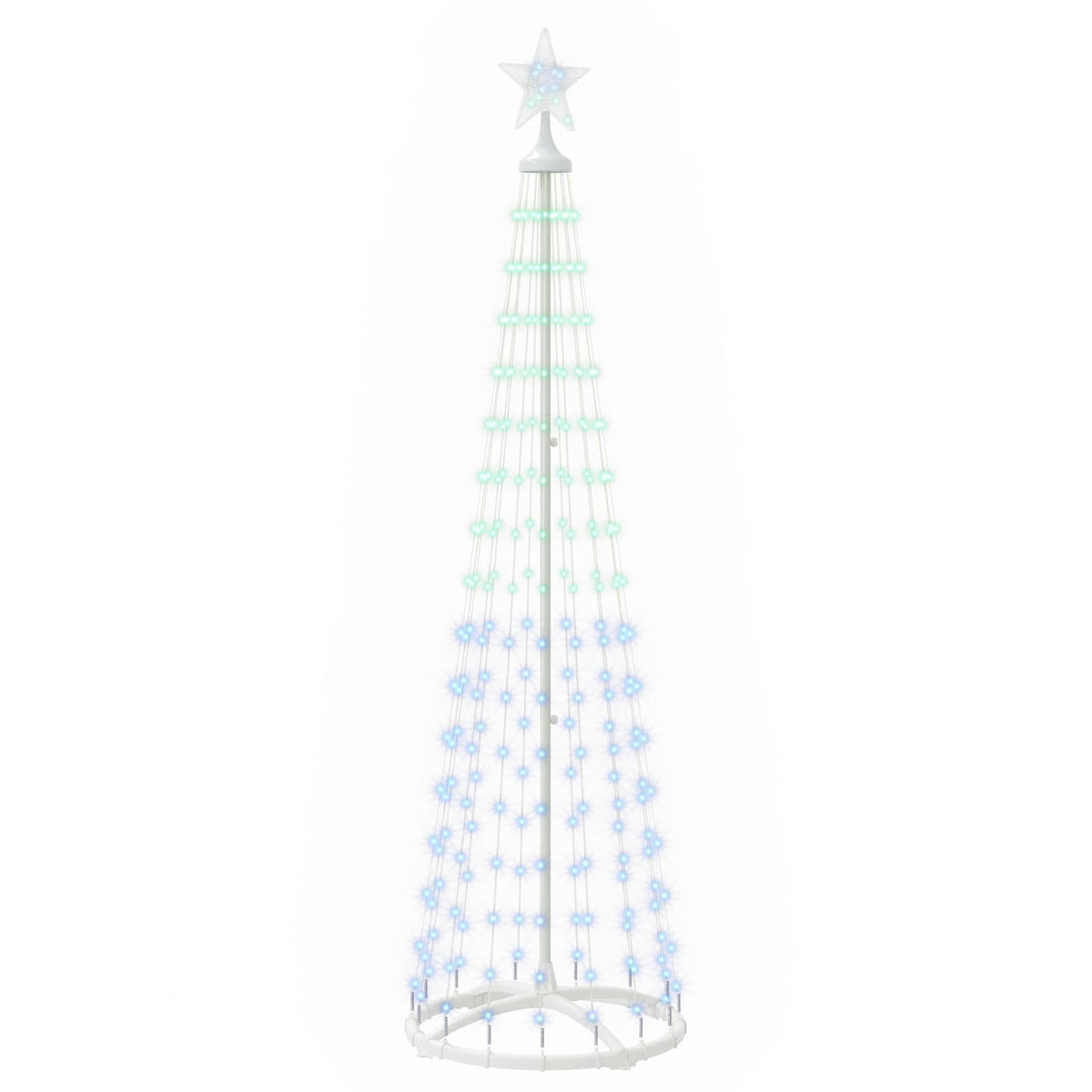 LED Cone Christmas Tree 180 cm 250 LEDs RGB Steel White