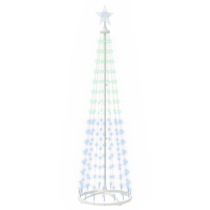 LED Cone Christmas Tree 180 cm 250 LEDs RGB Steel White