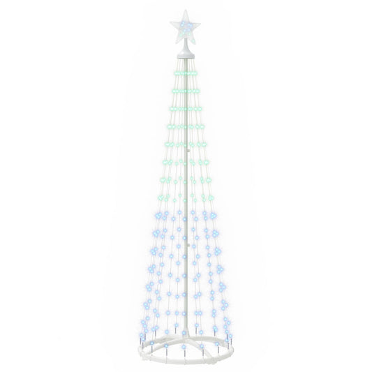 LED Cone Christmas Tree 180 cm 250 LEDs RGB Steel White