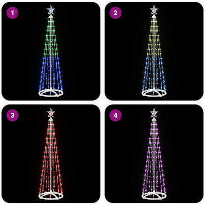 LED Cone Christmas Tree 180 cm 250 LEDs RGB Steel White