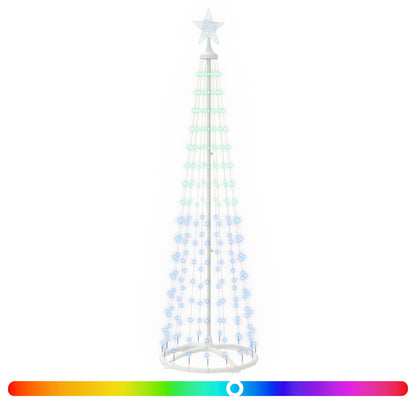 LED Cone Christmas Tree 180 cm 250 LEDs RGB Steel White