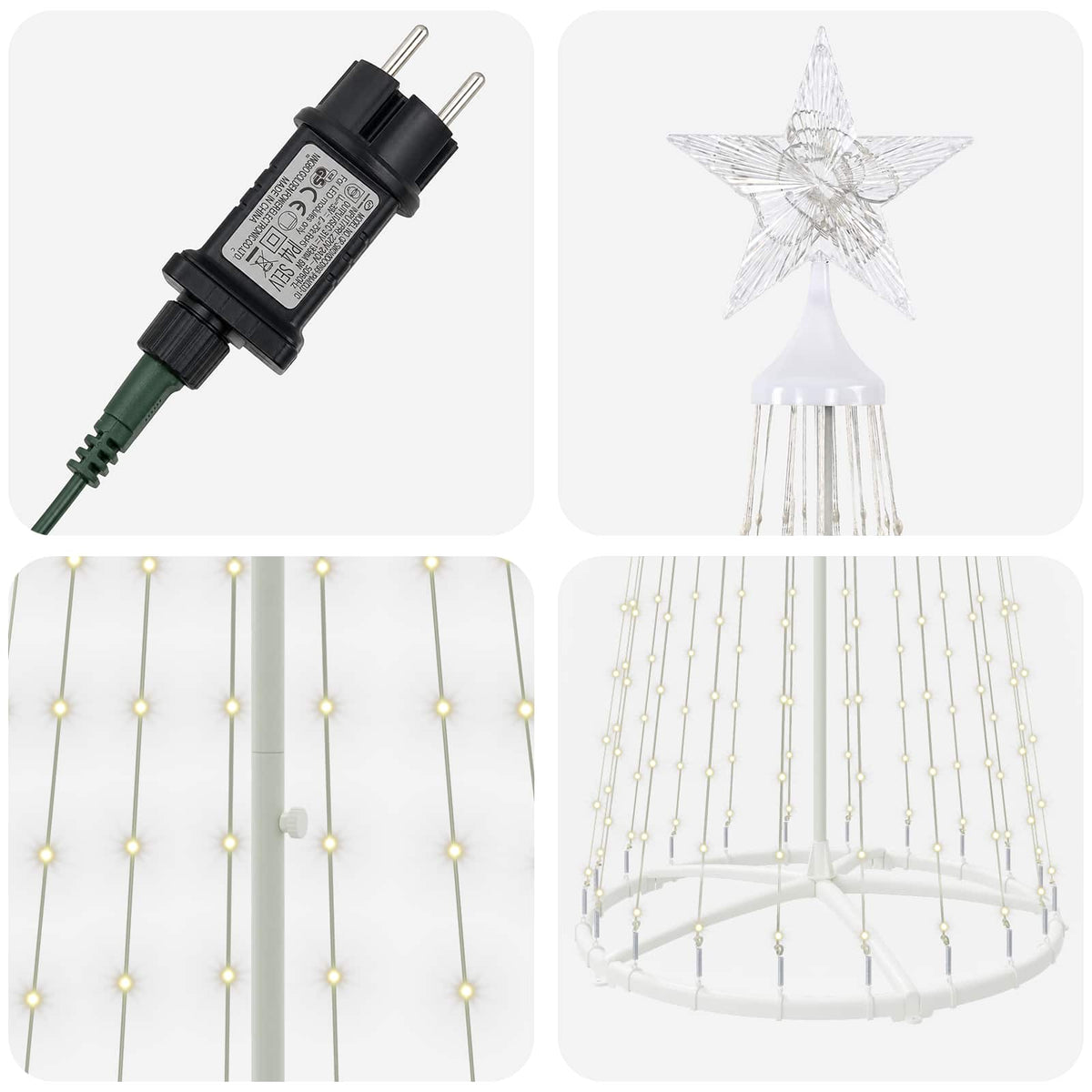 LED Cone Christmas Tree 250 cm 470 LEDs Warm White Steel White