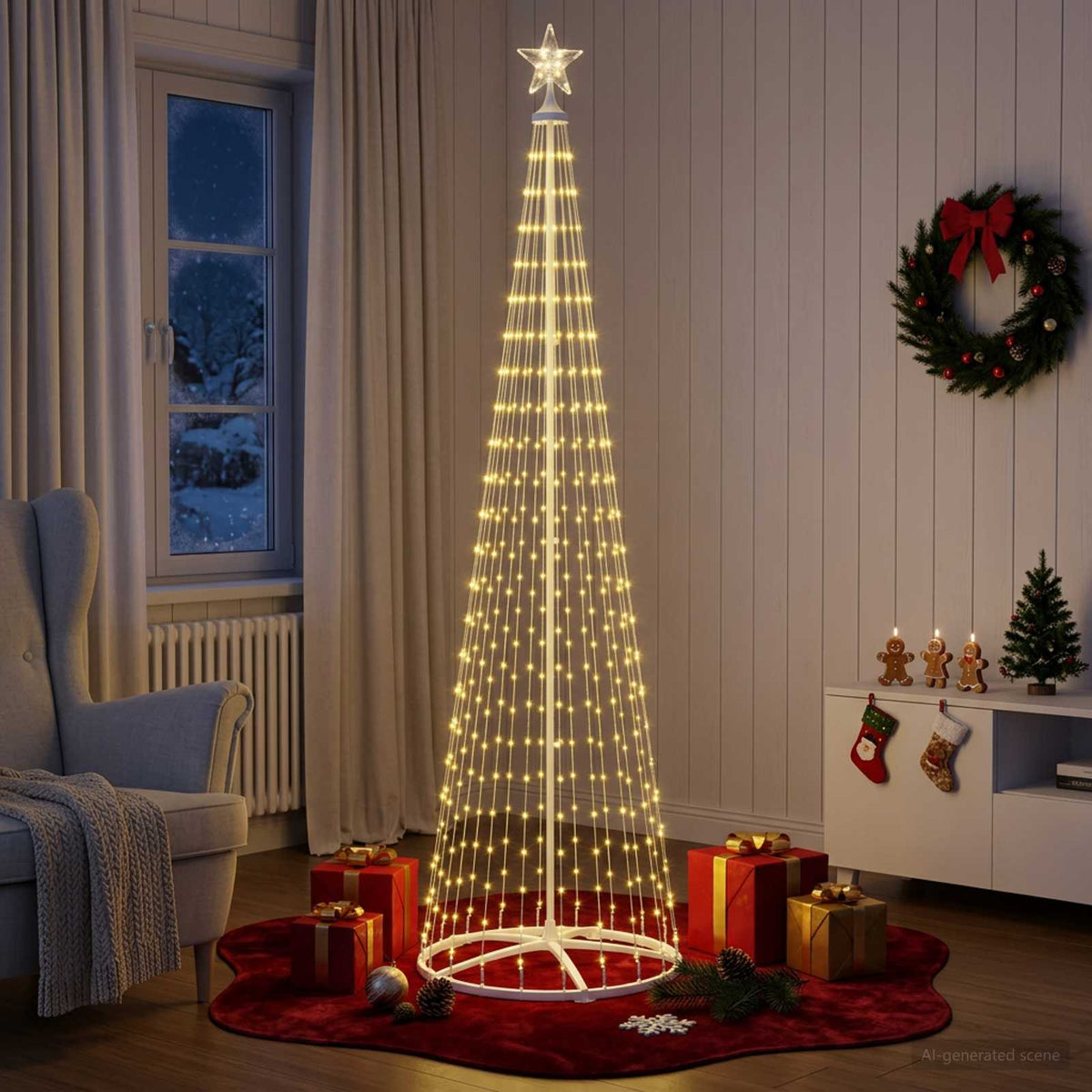 LED Cone Christmas Tree 250 cm 470 LEDs Warm White Steel White