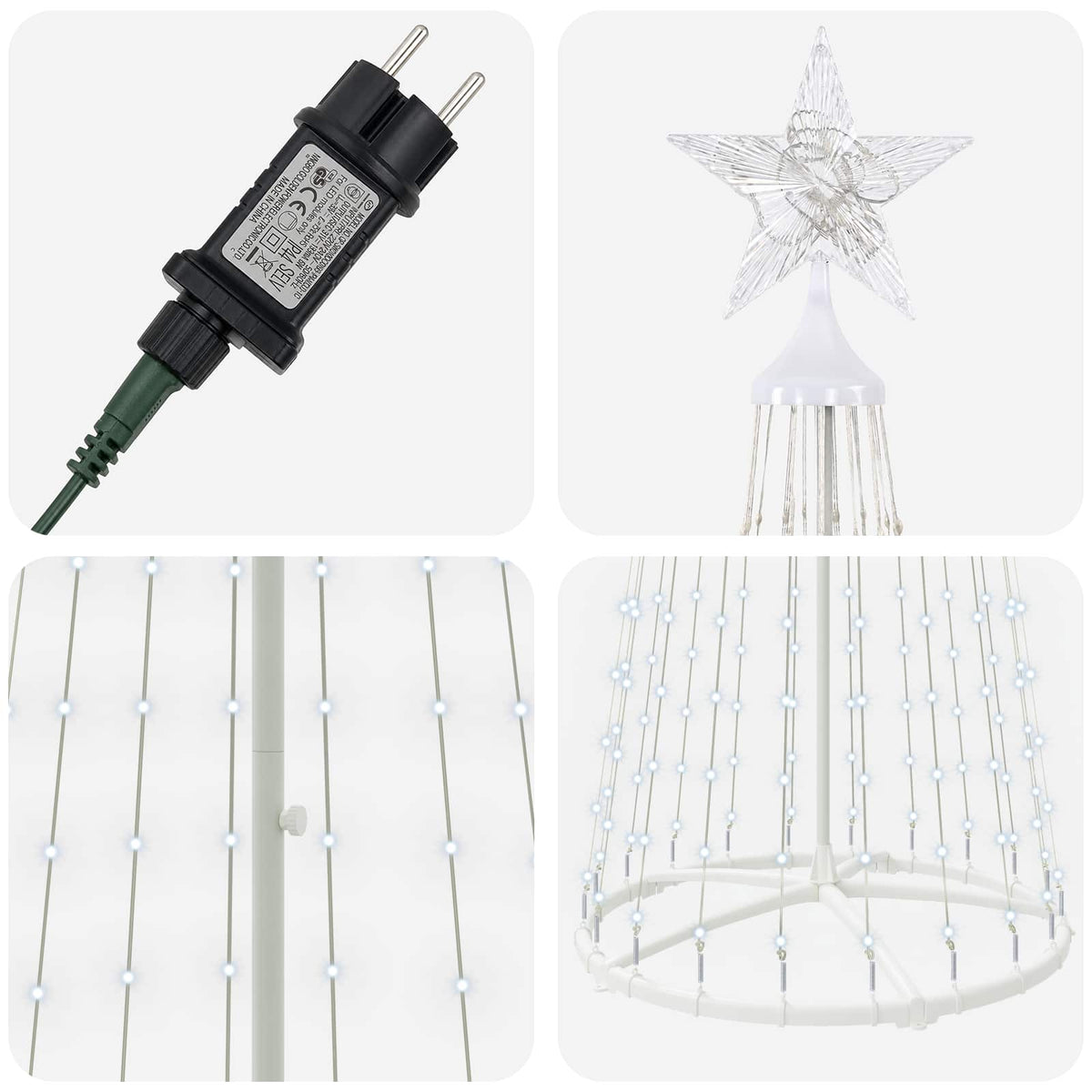 LED Cone Christmas Tree 250 cm 470 LEDs Cold White Steel White