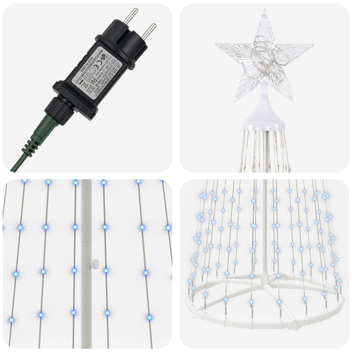 LED Cone Christmas Tree 250 cm 470 LEDs Blue Steel White