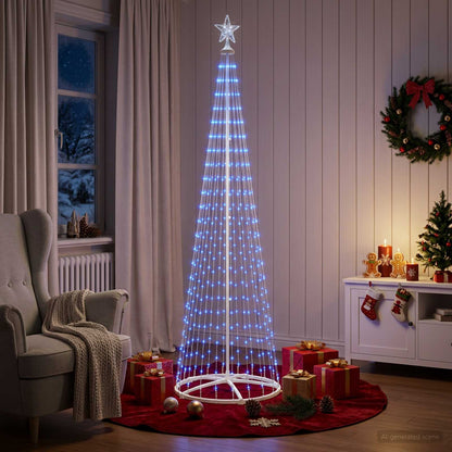 LED Cone Christmas Tree 250 cm 470 LEDs Blue Steel White