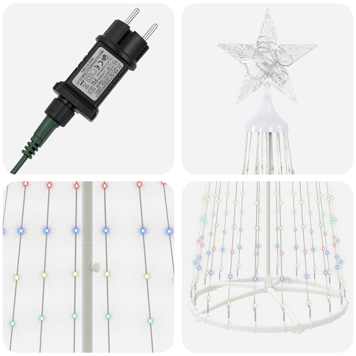 LED Cone Christmas Tree 250 cm 470 LEDs Multicolour Steel White