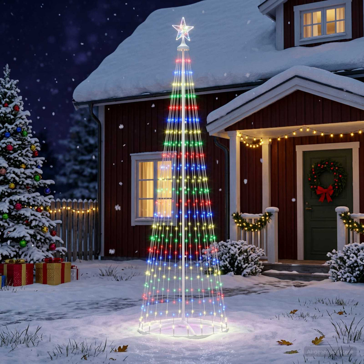 LED Cone Christmas Tree 250 cm 470 LEDs Multicolour Steel White