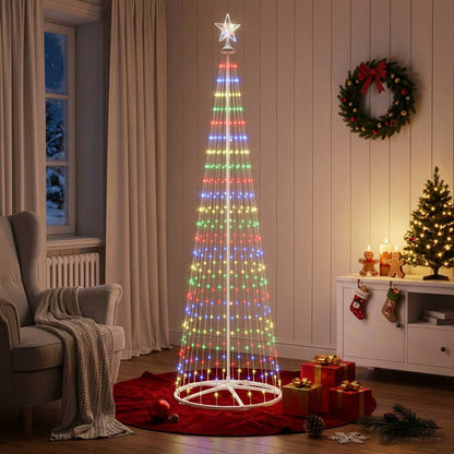 LED Cone Christmas Tree 250 cm 470 LEDs Multicolour Steel White