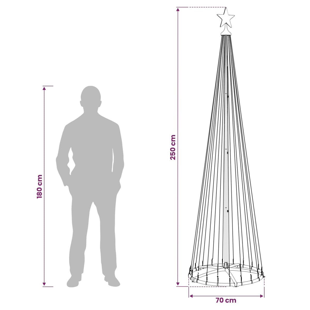 LED Cone Christmas Tree 250 cm 470 LEDs Multicolour Steel White