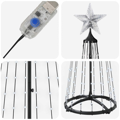 LED Cone Christmas Tree 180 cm 250 LEDs Cold White Steel White