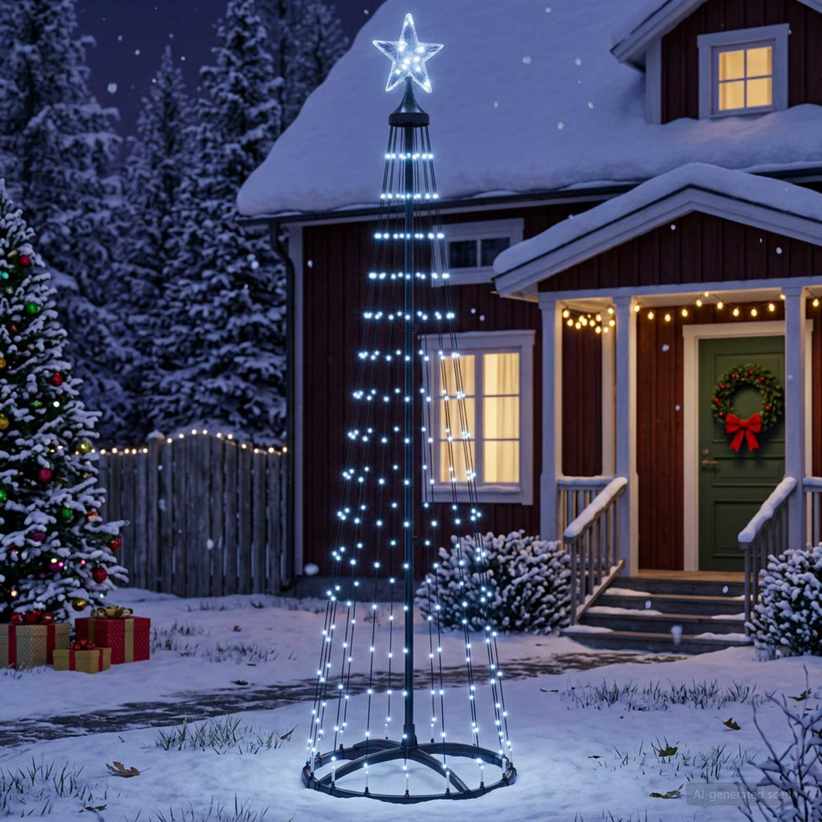 LED Cone Christmas Tree 180 cm 250 LEDs Cold White Steel White