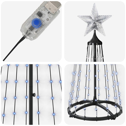 LED Cone Christmas Tree 180 cm 250 LEDs Blue Steel White