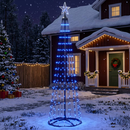LED Cone Christmas Tree 180 cm 250 LEDs Blue Steel White