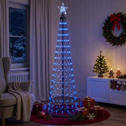 LED Cone Christmas Tree 180 cm 250 LEDs Blue Steel White
