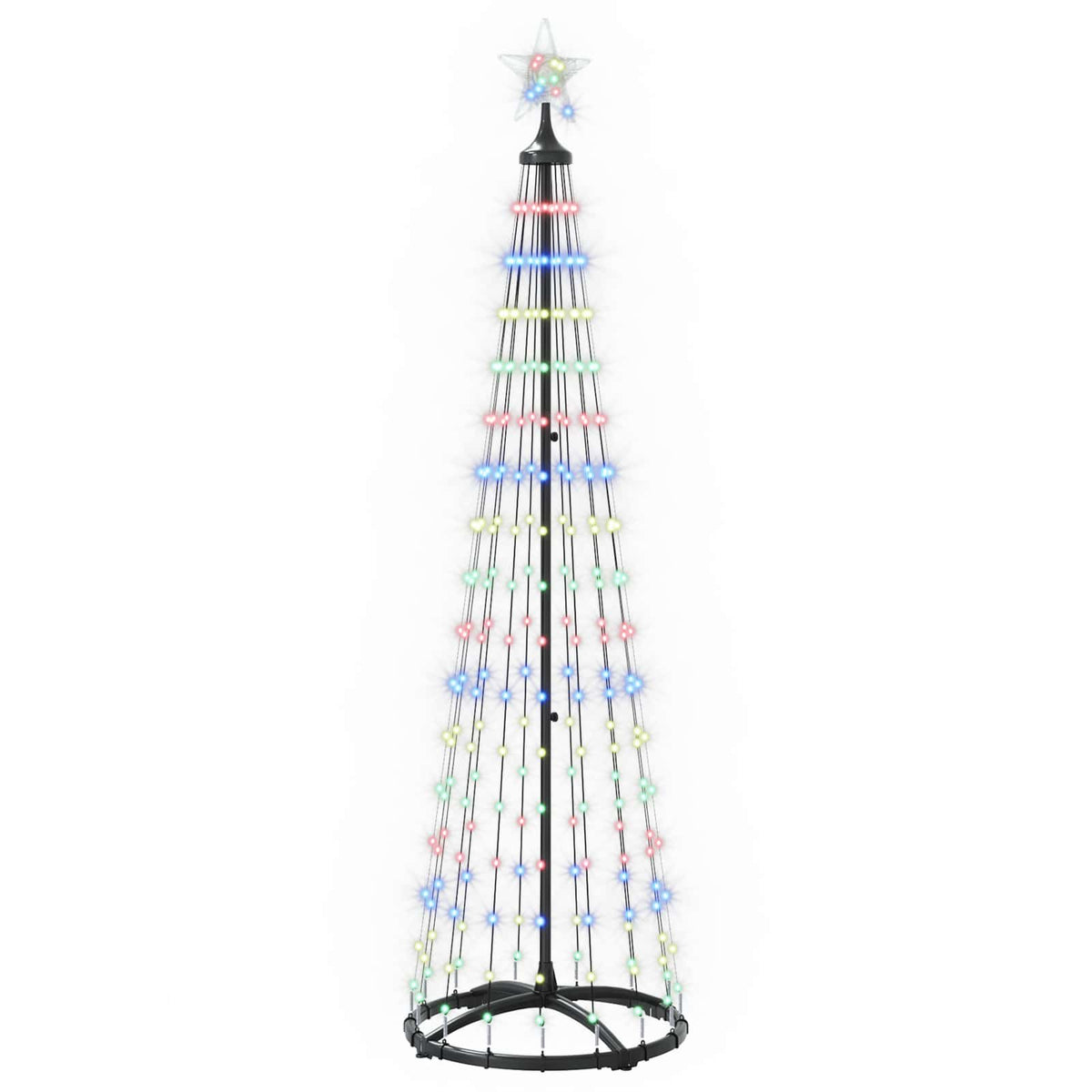 LED Cone Christmas Tree 180 cm 250 LEDs Multicolour Steel White