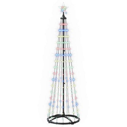 LED Cone Christmas Tree 180 cm 250 LEDs Multicolour Steel White