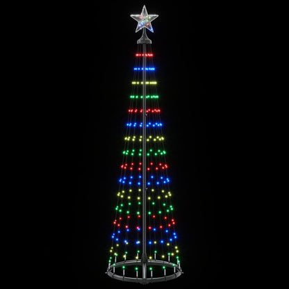 LED Cone Christmas Tree 180 cm 250 LEDs Multicolour Steel White